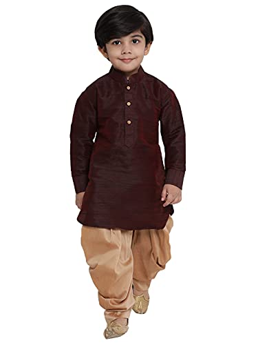 Image of JBN Creation Boys' Silk Blend Kurta and Dhoti Set - Perfect for Festivals, Rakshabandhan and Special Occasions