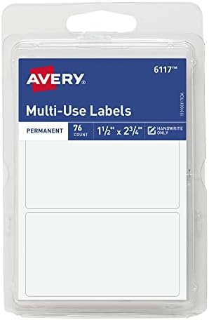 Avery All-Purpose Labels, 1.5 x 2.75 Inches, White, Pack of 76 (6117)