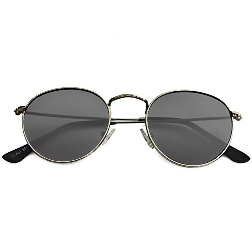 Image of Kursan Small Round Metal Polarized Sunglasses for Men Women Mirrored Lens Classic Circle Sun Glasses