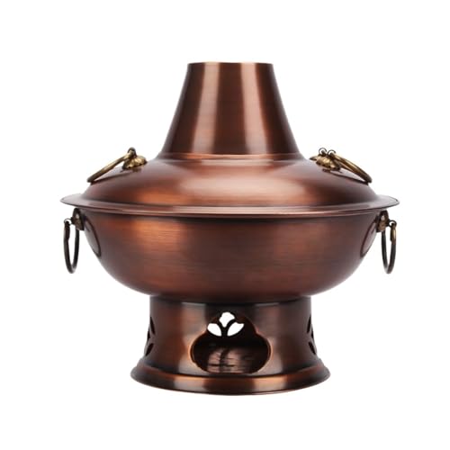 INUUXLG Vintage Hot Pot Hotpot Chinese Traditional Hot Pot Copper Hot Pot Features Cookware Shabu Cooker(30cm) (Copper 38cm) (Copper 36cm)