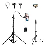 Nineigh 88" Tripod for iPhone, Phone Tripod with Gooseneck and Remote, Portable Cell Phone Tripod Compatible with Smartphone/Camera/Gopro, iPhone Tripod Stand for Video Recording Selfies Vlogging