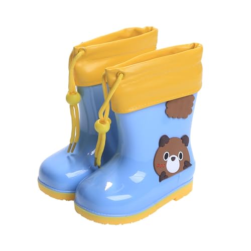 Toddler Kids Boys Girls Cartoon Rain Boots Print Bear Rubber Waterproof Rain Non-Slip Lace Up Shoes Rainy Boots4
