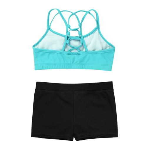 Lejafay Kids' Girls' 2 Piece Activewear Set Gymnastics Dance Outfits Strappy Sport Bra and Booty Short for Dancing Athletic4
