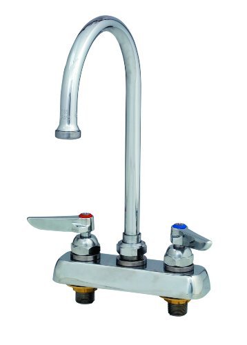 T&S Brass B-1141 Workboard Faucet with Deck Mount, 4-Inch Centers, Swivel Gooseneck and Lever Handles