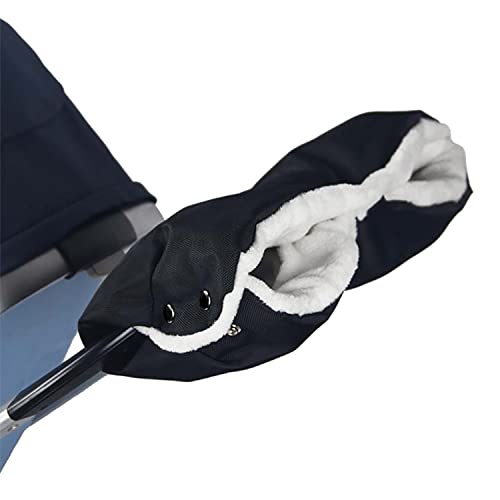 Novelfun Baby Pushchair/Pram/Stroller/Buggy/Baby Carriage Gloves Universal Size Hand Muff Hand Warmer Waterproof Windproof Anti-Freeze Extra Thick Gray Lining Fleece - Black