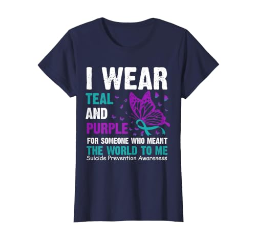 I wear Teal & Purple for Someone who Meant the World to me T-Shirt, Women, Navy Blue, Small