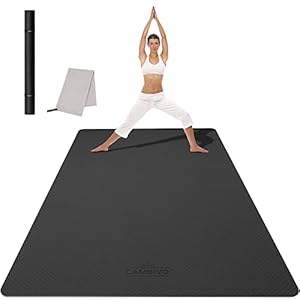 CAMBIVO Yogamat, XXL, yogamat, 183 cm x 122 cm x 6 mm, sportmat, fitnessmat, antislip, gymnastiekmat, trainingsmat van TPE met handdoek voor sport, yoga, pilates, gym, thuis, workout