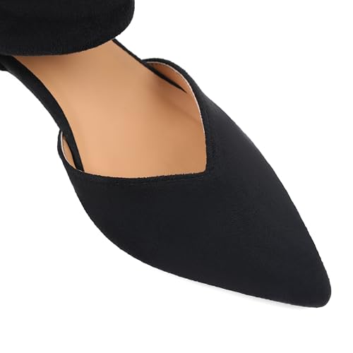 Image of Pointed Toe Low Kitten Heels Women Ankle Strap Slip on Pumps | Closed Toe, 2.2 Inch short heels,Synthetic Upper /Suede,Bridal Dress Shoes - 8 Colors, Wedding, Party and Formal Events