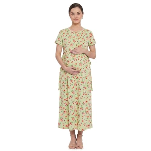 Image of Zero Clothing Feeding Dress for New Moms Casual Loungewear Ankle Length | Cotton Maternity Nighty | Zipless Feeding Dresses for Women | Pregnancy & Nursing Wear