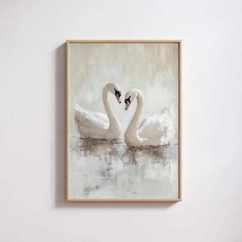 Tableau sur toile cygnes style ferme vintage Baibexing grand format A3 60x90cm sans cadre pour mur