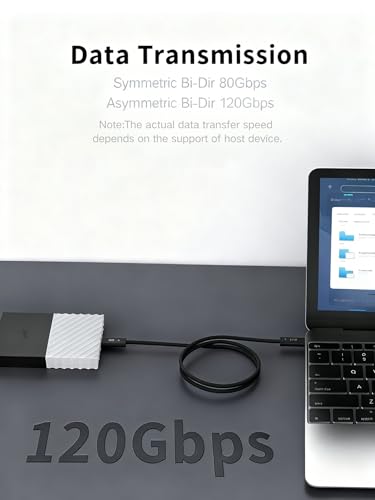 Image of 80Gbps USB4 Cable for Thunderbolt 5, 3.3FT USB C to USB C Braided Cable, Up to 120Gbps Bandwidth, 240W PD3.1 Fast Charging, 16K /8K Display, Compatible with Thunderbolt 4 /3, MacBook, SSD, Monitor