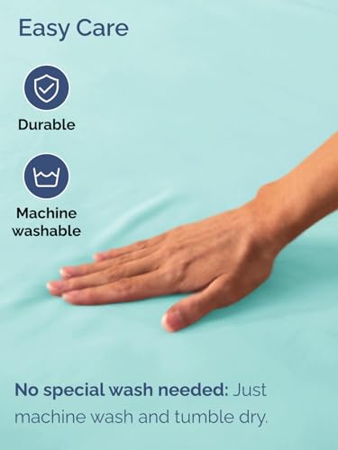 Image of Extra Deep Cal King Fitted Sheet - Single Fitted Sheet Only - Spa Blue | Easily Fits 18 inch to 24 inch Mattress, Soft, Wrinkle Free, Breathable & Comfy, Extra Deep Pockets Hotel Luxury Fitted Sheet