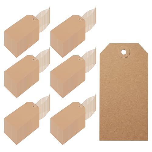 Etiquetas de papel kraft grandes de 12 x 6 cm con cuerda para organizar ropa