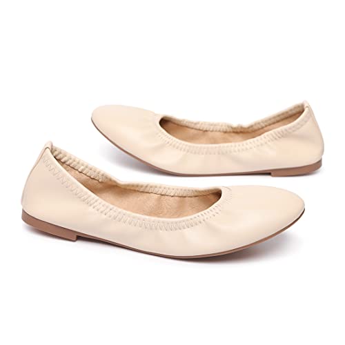 Image of LM Women's Ballet Flats Round Toe Slip On Flats Shoes Casual Dress Shoes Foldable Portable Travel Ballet Flat