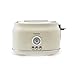 Karaca Retro 2 Slice Toaster Cream, 815w Cream – Stainless Steel Toaster with Adjustable Browning, Defrost, Reheat & Crumb Tray