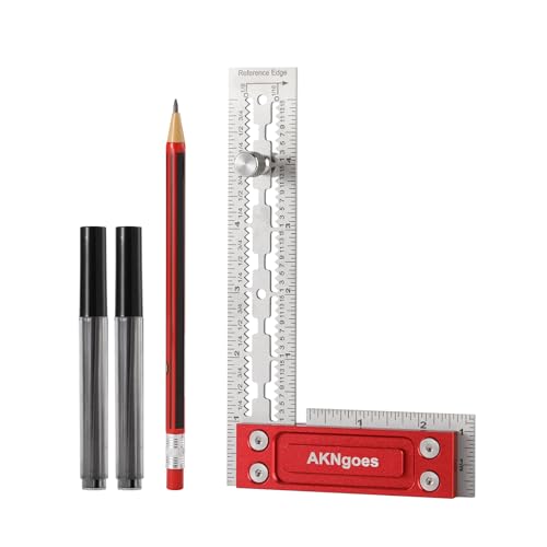 AKNgoes Precision Woodworking Square, Stainless Steel Square with Shoulder Lip, Self Standing for Quick Measurement, Built in Scribe Notches, Framing Tool for Professional Carpentry Use-6 Inch