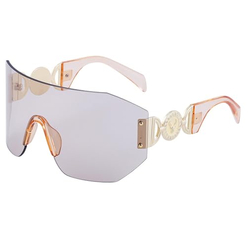 Lunettes de soleil de sport punk surdimensionnées bouclier sans monture UV400 pour femmes hommes