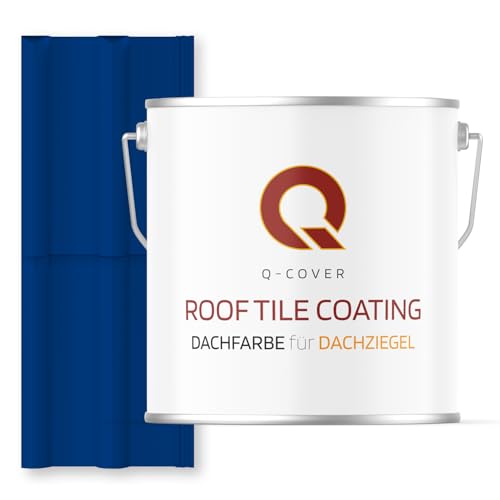 Q-COVER Vernice per tetto, semi-opaca, blu oltremare, RAL 5002, 5 l, resistente alle intemperie, resistente ai raggi UV, elastica, per tegole di cemento, Eternit, ristrutturazione