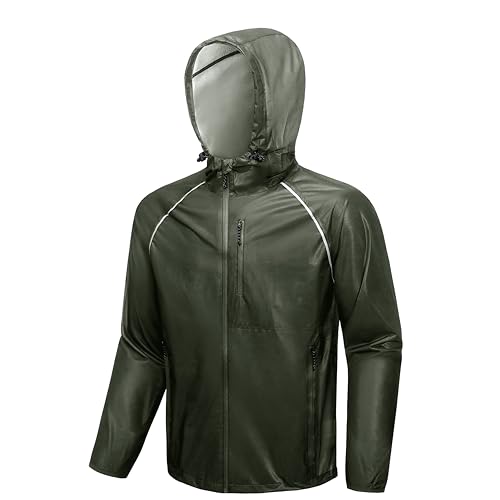 Image of SWISSWELL Mens Cycling Rain Jacket Waterproof Lightweight Windbreaker Jackets for Men Raincoat with Hood