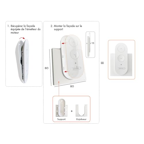 Support Mural Fixe pour Emetteur Radio Bubendorff 3 Boutons - Installation Pratique jusqu'à 200 cm - Montage Simple et Stable - Adaptateur Robuste Inclus - Contrôlez Vos Volets Roulants Facilement – vue 3
