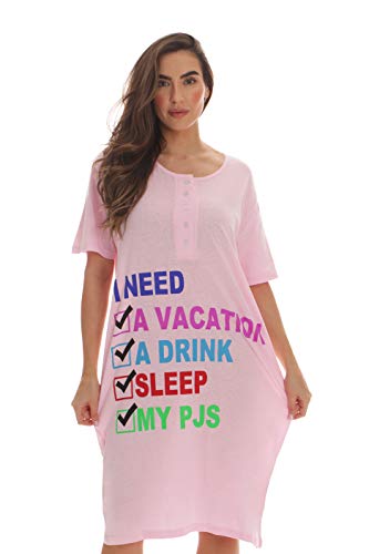 Just Love Short Sleeve Nightgown Sleepwear, Pink - Needs