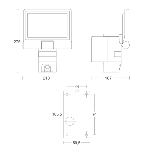 Steinel LED-Außenprojektor mit XLED CAM 1 SC Überwachungskamera, Gegensprechanlage, 180°-Infrarot-Bewegungsmelder, 21 W, Anthrazit