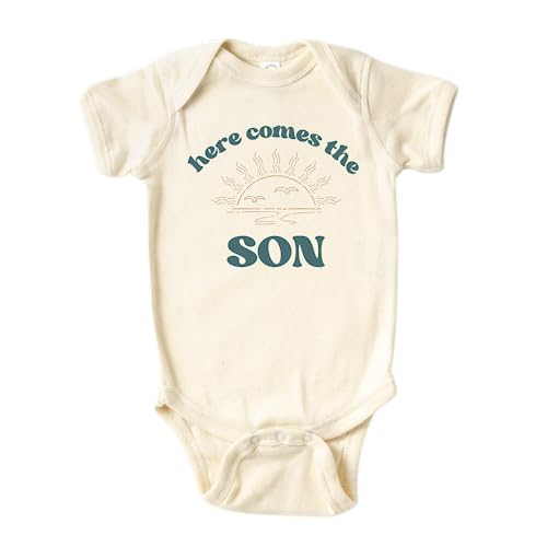 Image of MangoHouse Kids Tshirt Baby Onesie® Here Comes The Son Baby Bodysuit Newborn Outfit Baby Shower Gift