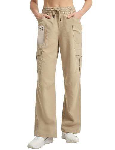 Women's Cargo Hiking Pants Lightweight Casual Quick Dry Straight Leg Camping Travel Pant for Work Golf with Multi-Pocket