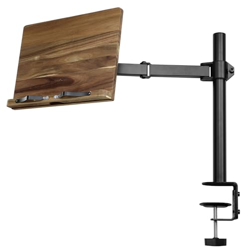 Navaris Book Stands with Clamp - Book Holder for Reading - Wood Books Stand - Works with Music, E-Readers or Tablets - 13.39 x 17.72 x 21.65 (34 x 45 x 55 cm)