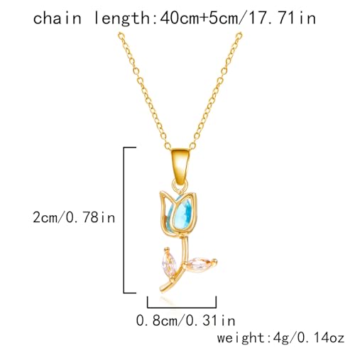 Image of coadipress Tulip Flower Pendant Necklace for Women Dainty Elegant Boho Temperament Crystal Tulip Necklace Trendy Statement Friendship Jewelry