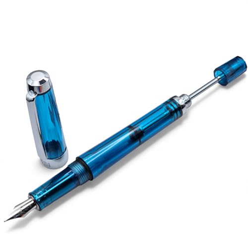Image of THE VENTI Fountain Pen - Acrylic VAC Filler, Schmidt Nib (Fine),Vaccum Filling Pen, Best Pen Gift Set for Men & Women, Professional, Executive, Office, Nice Pens,Return Gift (F013-Blue)