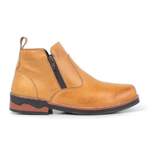 botina masculina estilo texana em couro legitimo bota rodeio country (whisky de zíper, BR, Adulto, N