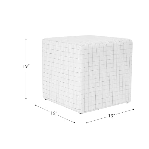 Image of HomePop 19 inch Square Ottoman - Natural Windowpane