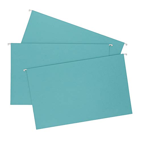 Smead Colored Hanging File Folder, Tabs Not Included, Legal Size, Aqua, 25 per Box (64475)