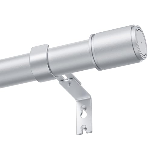 PeSenp Curtain Poles 77-130cm 25mm Diameter Silver Extendable Curtain Pole