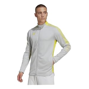 adidas Men&rsquo;s Size Tiro 21 Track Jacket, Team Light Grey/Bright Yellow, Large/Tall