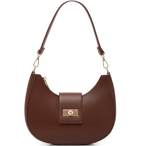 NIUEIMEE ZHOU Crescent Shoulder Bag for Women Retro Vegan Leather Crossbody Bags Tote HandBag Underarm Purses