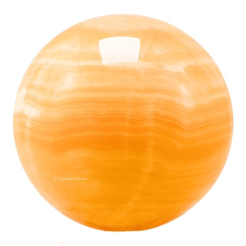 Image of Certified Yellow Calcite Banded Crystal Ball for Meditation - Premium Crystal Vastu Items for Home and Feng Shui Items for Good Luck - Ideal for Pooja Supplies and Spiritual Practices (2 inch Inch)