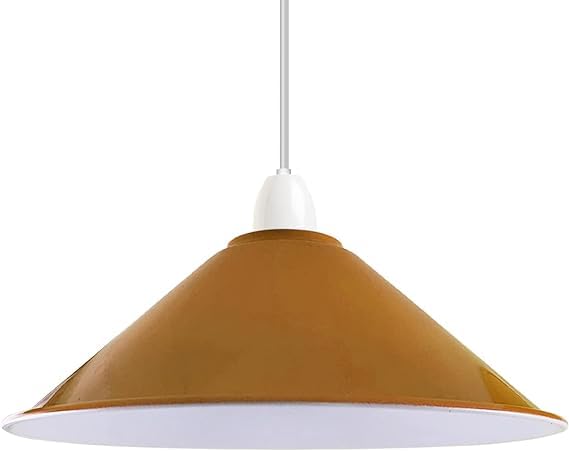 LEDSone Vintage Ceiling Light Shade Metal Industrial 22cm Cone Easy Fit Decorative Lamp Shade Ideal for Kitchen Bedroom Living Room Farmhouse (Yellow)