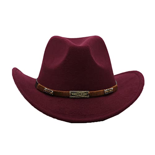 Ebricon Thickened Wool Cowboy Hat Curling Brim European American Jazz Felt Hat Western Cowgirl Hat For Women Outdoor Travel Purple #TOP1