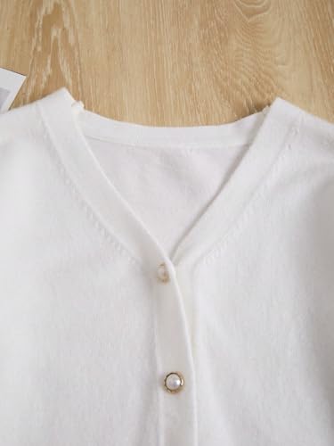 Classic V-Neck Knit Cardigan – Button-Up Sweater with Pearl-Inspired Buttons – Minimalist Elegant Style4