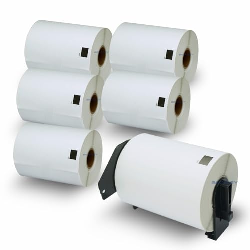 BETCKEY - 6 Rollen DK-11241 Versandetiketten Kompatibel mit Brother, 102mm x 152mm, 1200 Etiketten für Brother QL Etikettendrucker (1 Wiederverwendbare Etikettenhalter) BETCKEY - 6 Rollen DK-11241 Versandetiketten Kompatibel mit Brother, 102mm x 152mm, 1200 Etiketten für Brother QL Etikettendrucker (1 Wiederverwendbare Etikettenhalter)