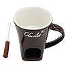 Chocolate Melting Mug, Ceramic Butter Warmer Pot, Premium Material, Ideal for Dessert Fondues, Choice, Tealight Candle Heat, Stainless Steel Fork, Dishwasher Safe, 4-inch (Brown) #3