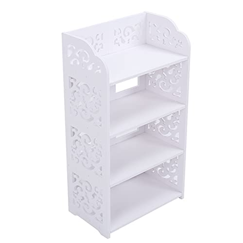 Ycauty Zapatero ecológico de 4 niveles para almacenamiento en el hogar, sala de estar, dormitorio, baño, oficina, pasillo, estante compuesto de madera y plástico