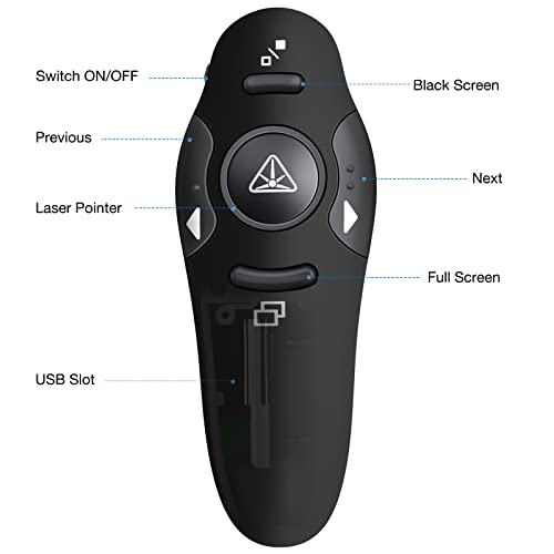 Wireless Presenter Presentation Clicker With Red Laser Pointer, 2.4Ghz Rf Wireless Presentation Remote Ppt Clicker For Powerpointer Works For Windows/Mac/Linux #TOP6