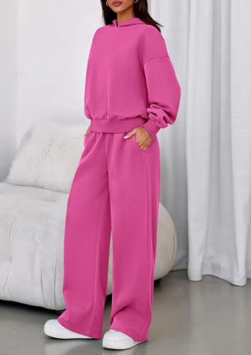 Image of PRETTYGARDEN Womens Sweatsuits 2 Piece Set 2026 Casual Winter Long Sleeve Hoodie Loose Wide Leg Sweatpants Fall Tracksuit