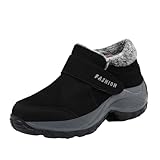 LEADER SHOW Women's Walking Shoes Comfort Warm Fur Lined Non Slip Snow Sneakers Platform Winter Shoes (8, Fur Black)