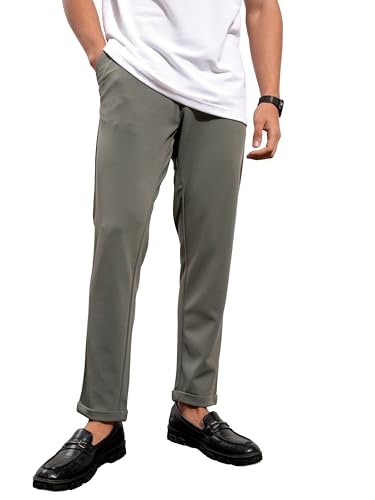 Image of Highlander Men's Slim Fit Formal Trousers | Ankle Length | Smart Chinos for Men | Comfortable Fabric for Daily Work & Formal Occasions