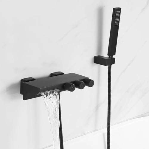 Robinet de bain avec douchette à main mitigeur cascade eau chaude froid - 3