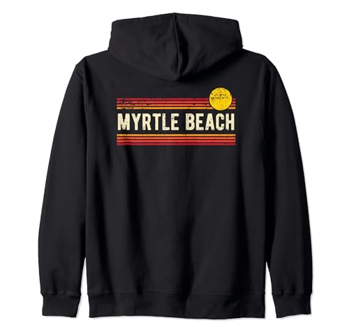 Myrtle Beach - Design vintage vintage con tramonto Felpa con Cappuccio
